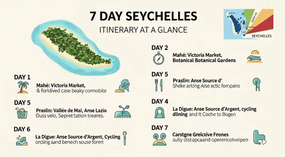 7 Day Seychelles Itinerary at a Glance