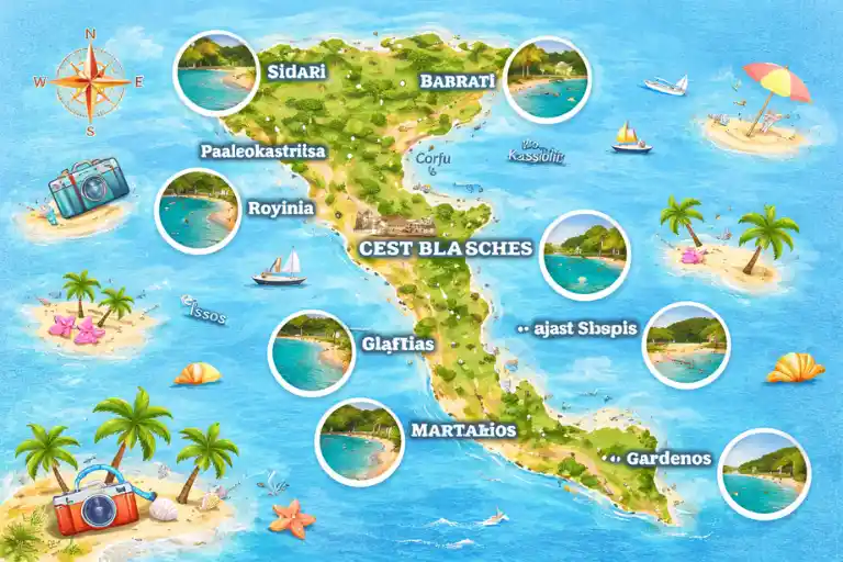 Map of the Best Beaches in Corfu