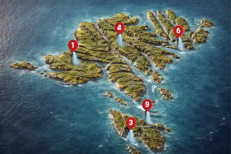 Map of the Best Faroe Islands Waterfalls