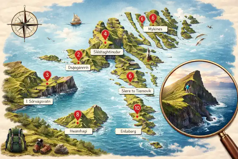 Map of the Best Hikes in the Faroe Islands