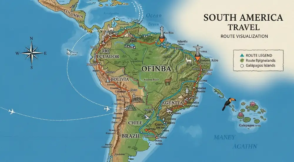 South America Travel Maps & Route Visualization